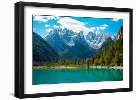 Beautiful Mountain Lake in Dolomites-Tetyana Kochneva-Framed Photographic Print