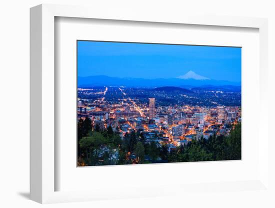 Beautiful Night Vista of Portland, Oregon-diro-Framed Photographic Print