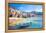 Beautiful Old Harbor with Wooden Fishing Boat in Cefalu, Sicily, Italy.-Aleksandar Todorovic-Framed Premier Image Canvas