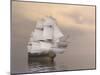 Beautiful Old Merchant Ship Sailing on Quiet Waters-null-Mounted Art Print