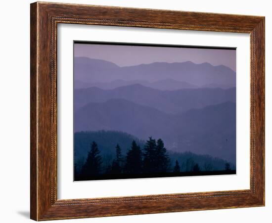 Beautiful Panoramic of Blue Ridge Mountains with a Blue Haze Covering Them-Michael Mauney-Framed Photographic Print