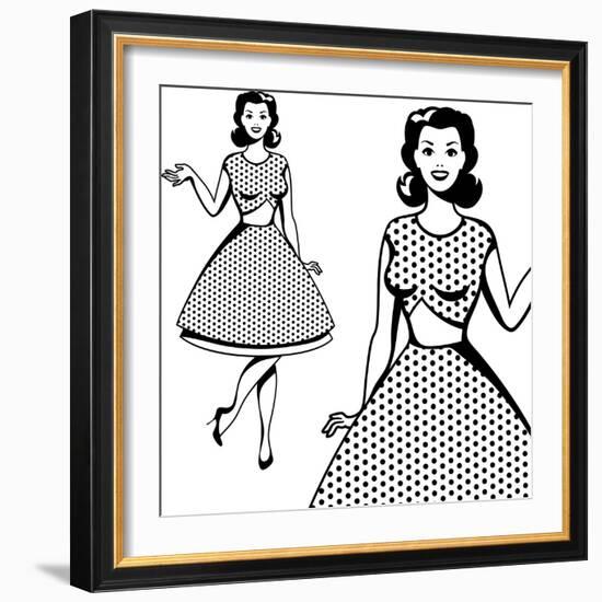 Beautiful Retro Girl in Pop Art Style-incomible-Framed Art Print