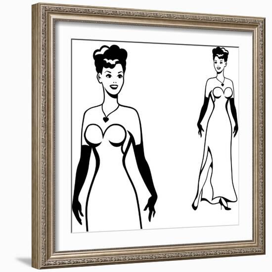 Beautiful Retro Girl in Pop Art Style-incomible-Framed Art Print