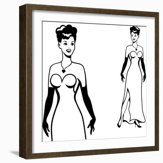 Beautiful Retro Girl in Pop Art Style-incomible-Framed Art Print