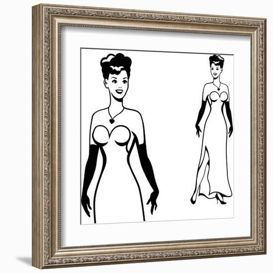 Beautiful Retro Girl in Pop Art Style-incomible-Framed Art Print