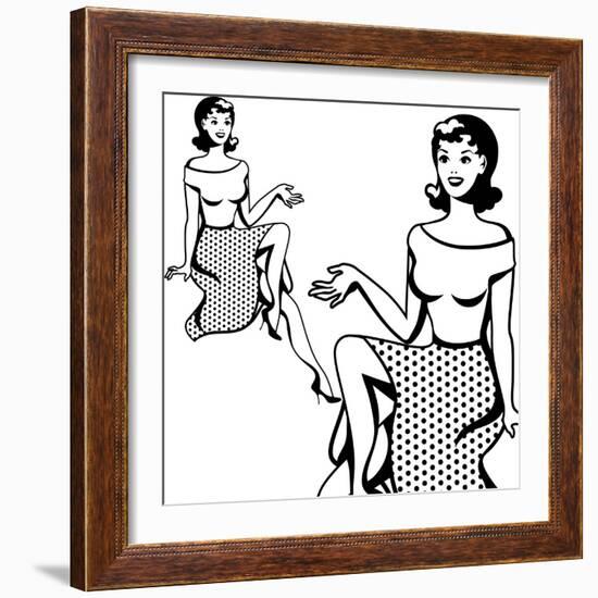 Beautiful Retro Girl in Pop Art Style-incomible-Framed Art Print