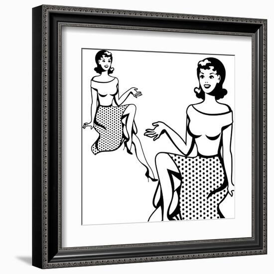 Beautiful Retro Girl in Pop Art Style-incomible-Framed Art Print