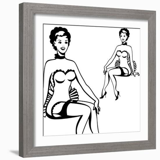 Beautiful Retro Girl in Pop Art Style-incomible-Framed Art Print