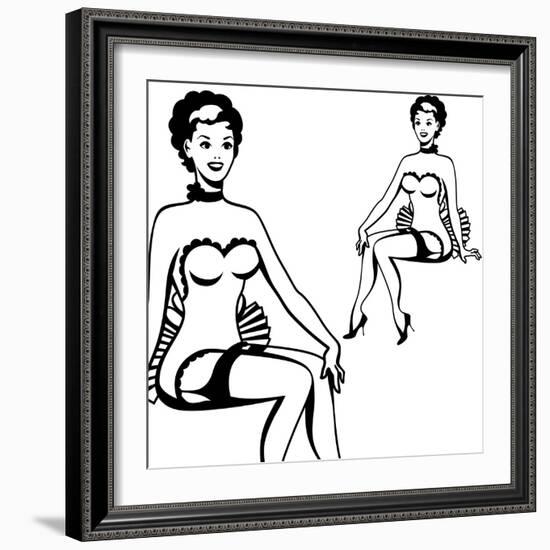 Beautiful Retro Girl in Pop Art Style-incomible-Framed Art Print