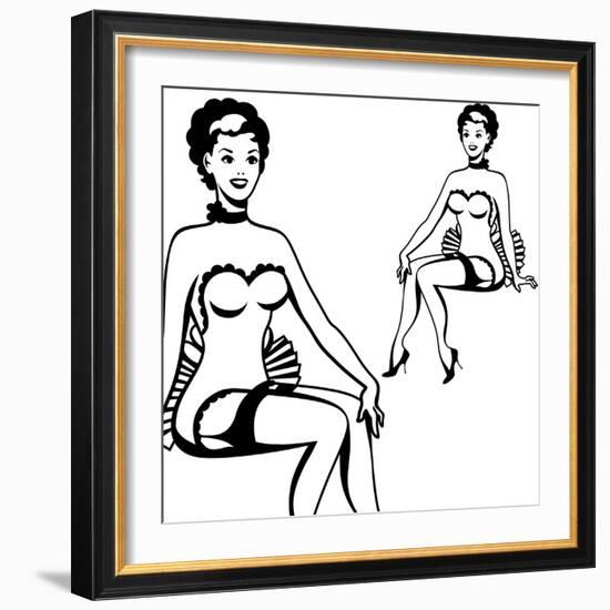 Beautiful Retro Girl in Pop Art Style-incomible-Framed Art Print