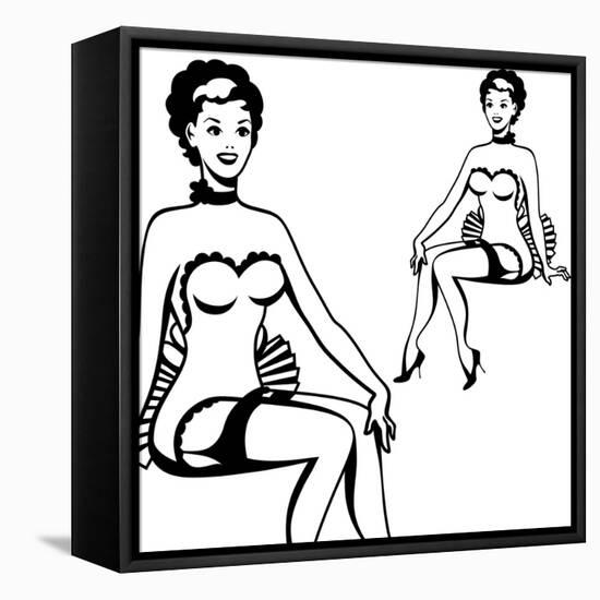 Beautiful Retro Girl in Pop Art Style-incomible-Framed Stretched Canvas