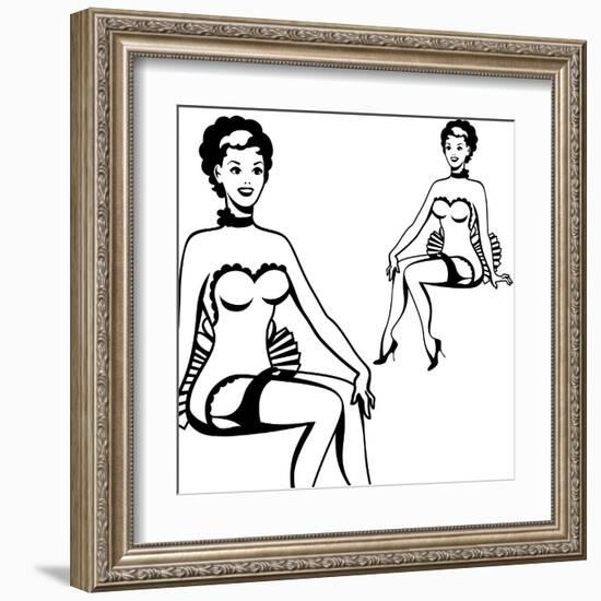 Beautiful Retro Girl in Pop Art Style-incomible-Framed Art Print