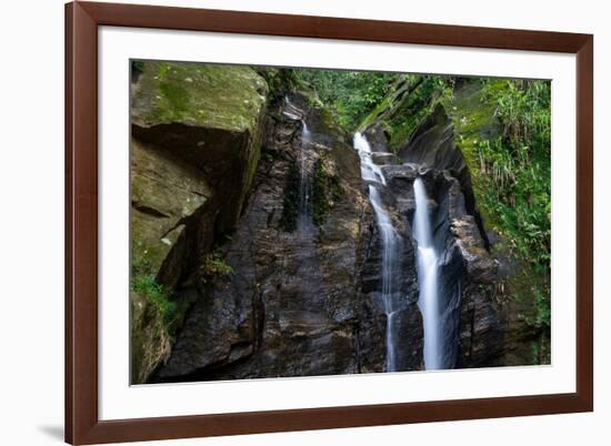 Beautiful Rocky Atlantic Rainforest Waterfall on Green Landscape in Tijuca Park, Rio De Janeiro, Br-Vitor Marigo-Framed Photographic Print