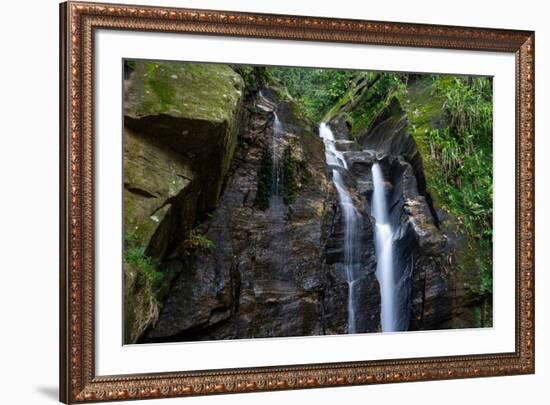 Beautiful Rocky Atlantic Rainforest Waterfall on Green Landscape in Tijuca Park, Rio De Janeiro, Br-Vitor Marigo-Framed Photographic Print