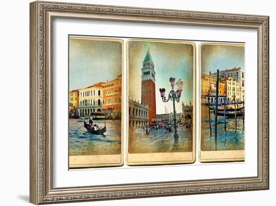 Beautiful Romantic Venice- Retro Cards-Maugli-l-Framed Art Print