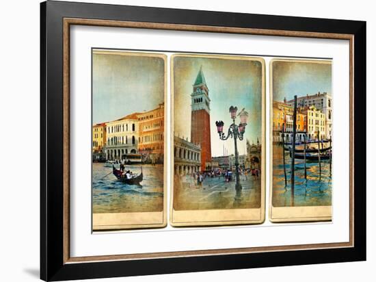 Beautiful Romantic Venice- Retro Cards-Maugli-l-Framed Art Print