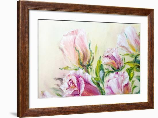 Beautiful Roses, Oil Painting on Canvas-Valenty-Framed Art Print