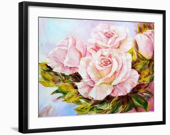 Beautiful Roses, Oil Painting on Canvas-Valenty-Framed Art Print