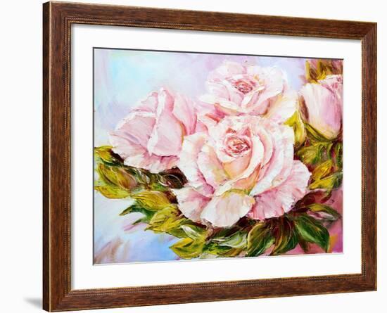 Beautiful Roses, Oil Painting on Canvas-Valenty-Framed Art Print