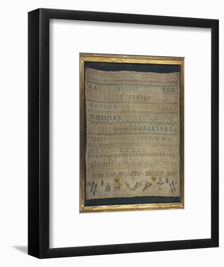 Beautiful Sampler Depicting the Alphabet in Both Lower and Upper Case-null-Framed Art Print