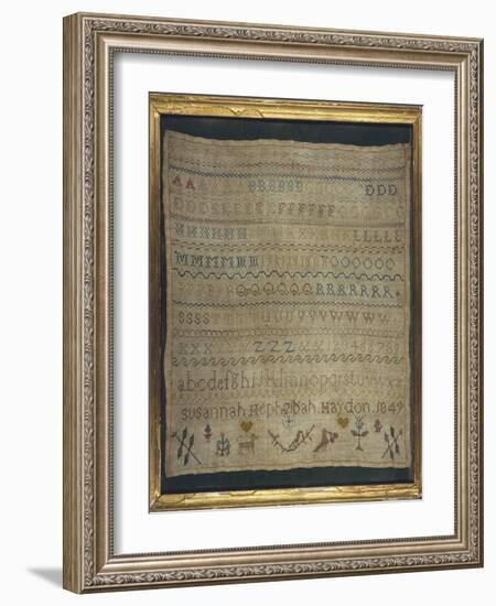 Beautiful Sampler Depicting the Alphabet in Both Lower and Upper Case-null-Framed Art Print