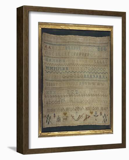 Beautiful Sampler Depicting the Alphabet in Both Lower and Upper Case-null-Framed Art Print