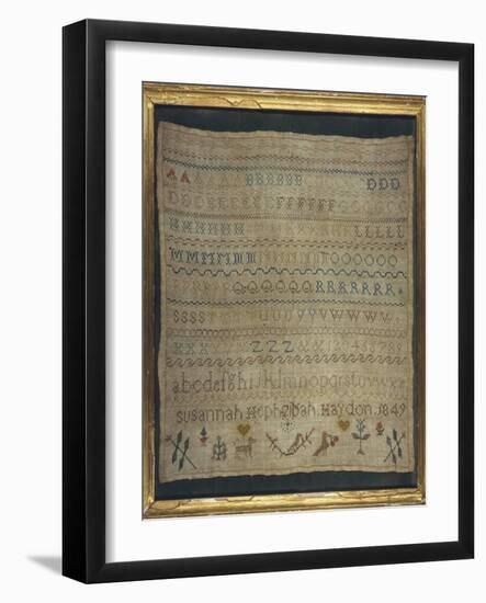 Beautiful Sampler Depicting the Alphabet in Both Lower and Upper Case-null-Framed Art Print