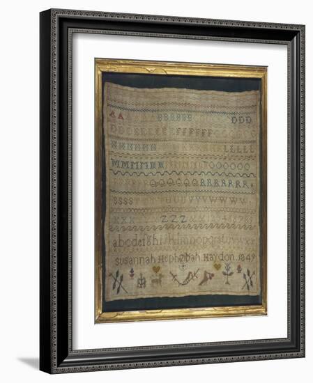 Beautiful Sampler Depicting the Alphabet in Both Lower and Upper Case-null-Framed Art Print