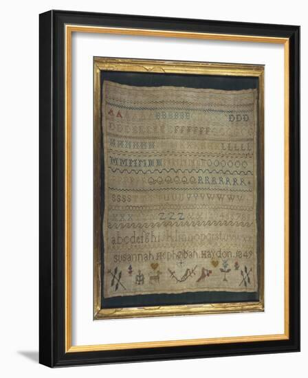 Beautiful Sampler Depicting the Alphabet in Both Lower and Upper Case-null-Framed Art Print