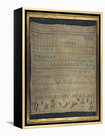 Beautiful Sampler Depicting the Alphabet in Both Lower and Upper Case-null-Framed Stretched Canvas