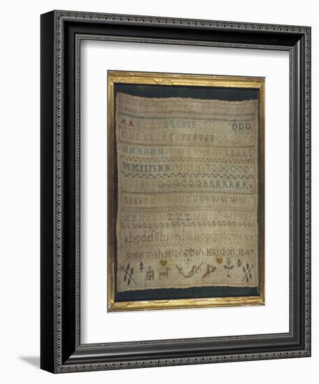 Beautiful Sampler Depicting the Alphabet in Both Lower and Upper Case-null-Framed Premium Giclee Print