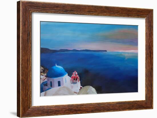 Beautiful Santorini Sunset in Oia Greece-Markus Bleichner-Framed Art Print