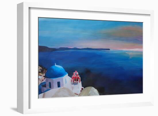 Beautiful Santorini Sunset in Oia Greece-Markus Bleichner-Framed Art Print