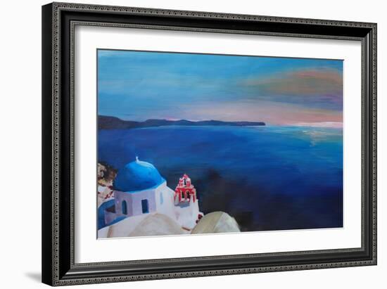 Beautiful Santorini Sunset in Oia Greece-Markus Bleichner-Framed Art Print