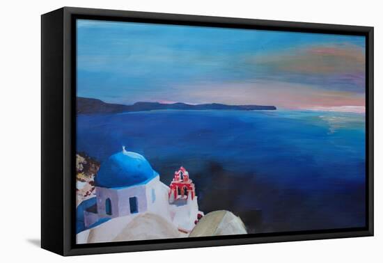 Beautiful Santorini Sunset in Oia Greece-Markus Bleichner-Framed Stretched Canvas