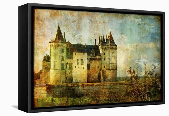 Beautiful Saumur Castle - Vintage Picture-Maugli-l-Framed Stretched Canvas