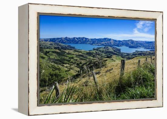 Beautiful Scenery around Akaroa Harbour-Michael-Framed Premier Image Canvas