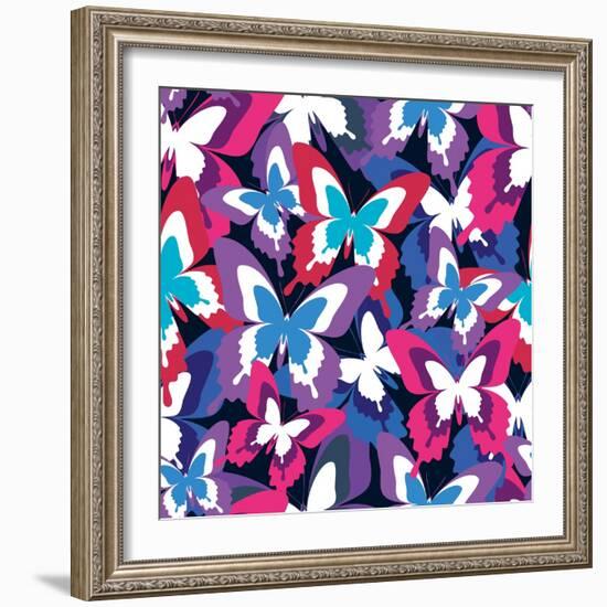 Beautiful Seamless Pattern with Colorful Butterflies-silvionka-Framed Art Print