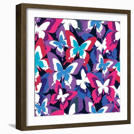 Beautiful Seamless Pattern with Colorful Butterflies-silvionka-Framed Art Print