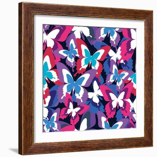 Beautiful Seamless Pattern with Colorful Butterflies-silvionka-Framed Art Print