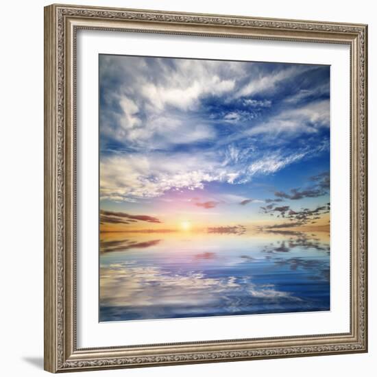 Beautiful Seascape. Deep Blue Sky at Sunny Day. Sky Background-Oleh Honcharenko-Framed Photographic Print