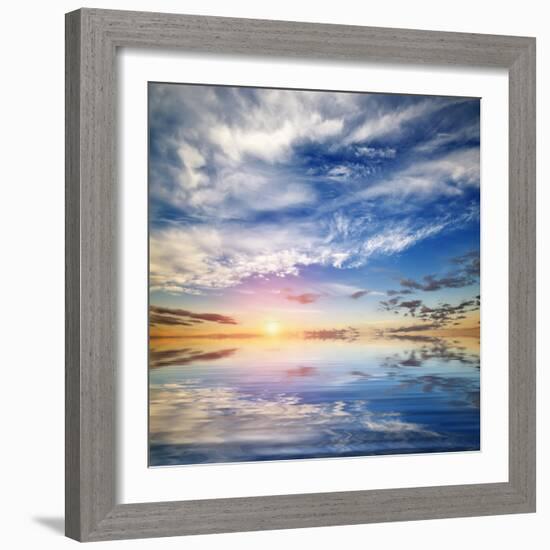 Beautiful Seascape. Deep Blue Sky at Sunny Day. Sky Background-Oleh Honcharenko-Framed Photographic Print