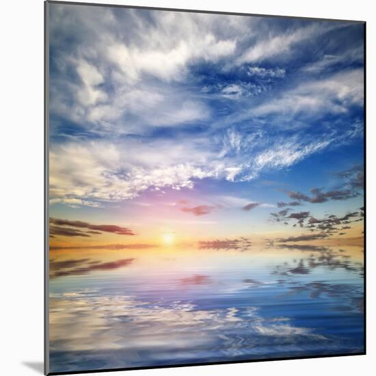 Beautiful Seascape. Deep Blue Sky at Sunny Day. Sky Background-Oleh Honcharenko-Mounted Photographic Print