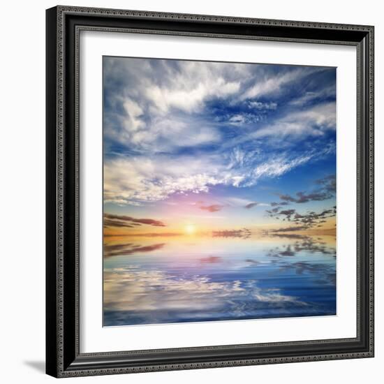 Beautiful Seascape. Deep Blue Sky at Sunny Day. Sky Background-Oleh Honcharenko-Framed Photographic Print