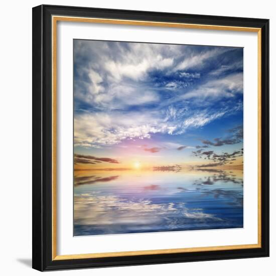 Beautiful Seascape. Deep Blue Sky at Sunny Day. Sky Background-Oleh Honcharenko-Framed Photographic Print