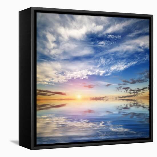 Beautiful Seascape. Deep Blue Sky at Sunny Day. Sky Background-Oleh Honcharenko-Framed Premier Image Canvas