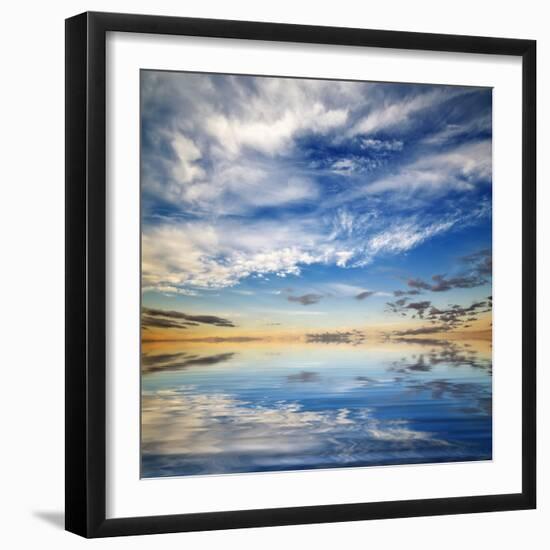 Beautiful Seascape. Deep Blue Sky at Sunny Day. Sky Background-Oleh Honcharenko-Framed Photographic Print