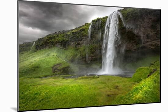 Beautiful Seljalandsfoss Waterfalls in a Rainy Day, Iceland-Luis Louro-Mounted Photographic Print