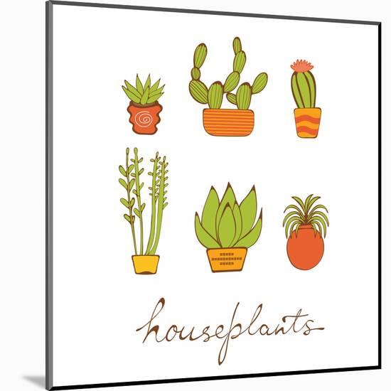 Beautiful Set of Hand Drawn Houseplants-Olillia-Mounted Art Print