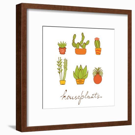 Beautiful Set of Hand Drawn Houseplants-Olillia-Framed Art Print